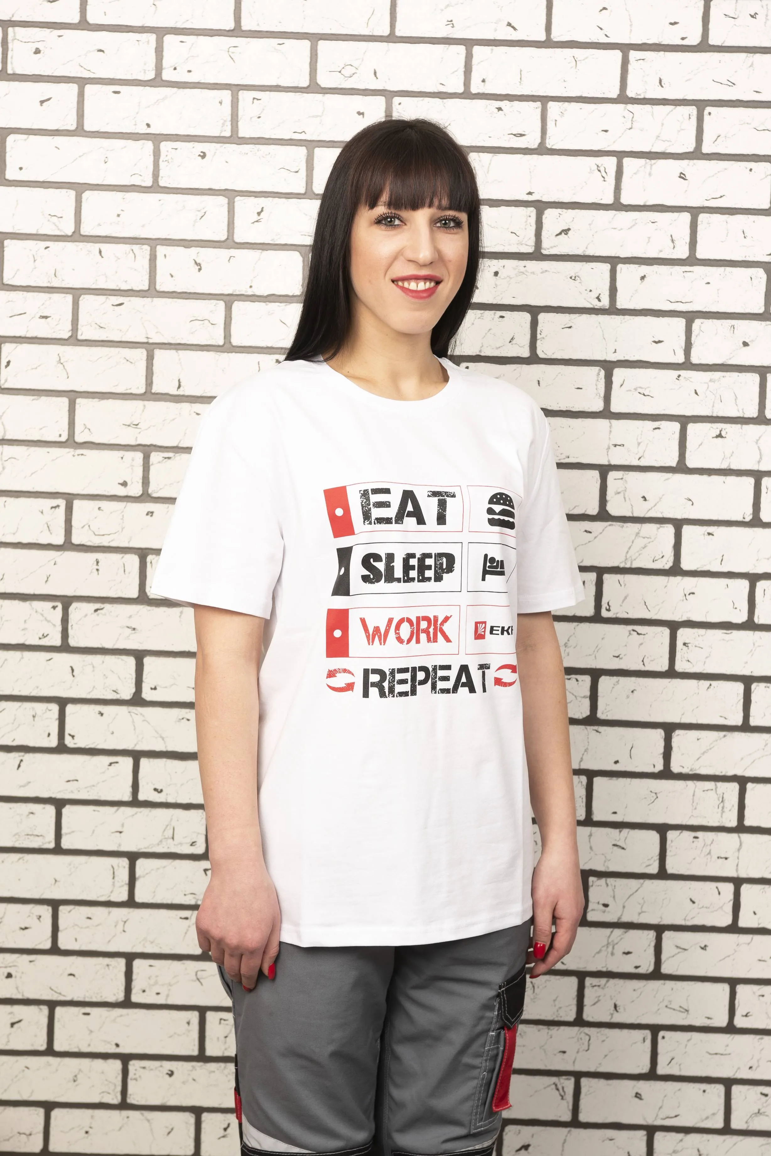 Футболка белая EAT, SLEEP, WORK L Футболка белая EAT, SLEEP, WORK L