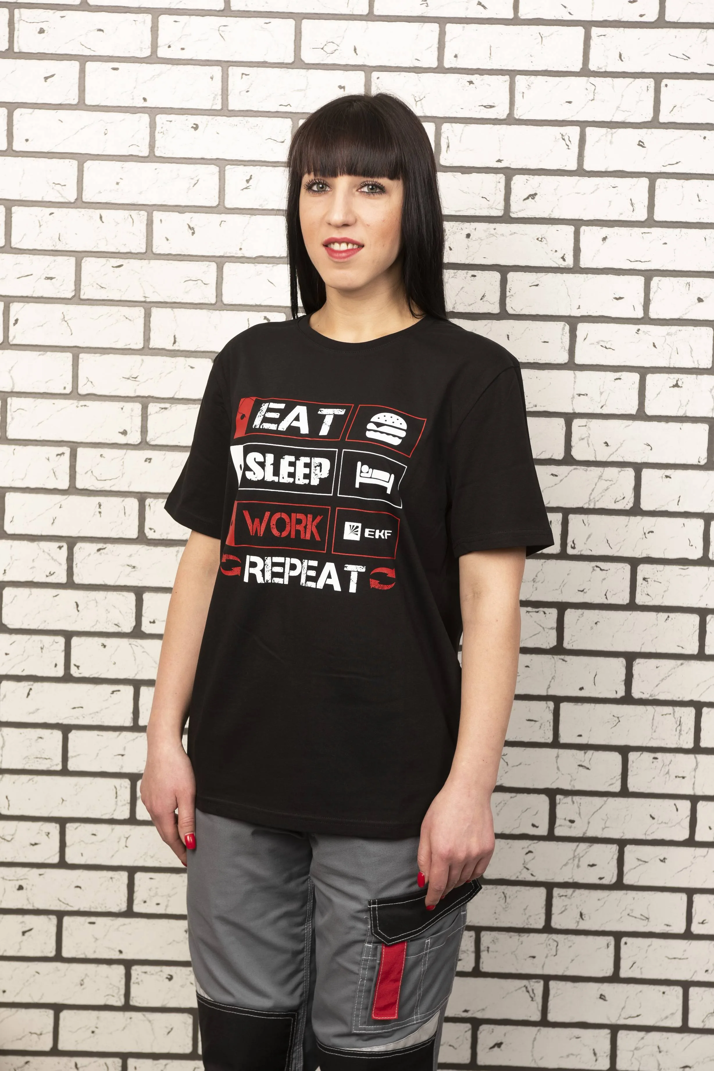 Футболка черная EAT, SLEEP, WORK XL Футболка черная EAT, SLEEP, WORK XL
