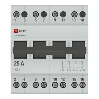 Трехпозиционный переключатель ТПС-63 4P 25А EKF PROxima Трехпозиционный переключатель ТПС-63 4P 25А EKF PROxima