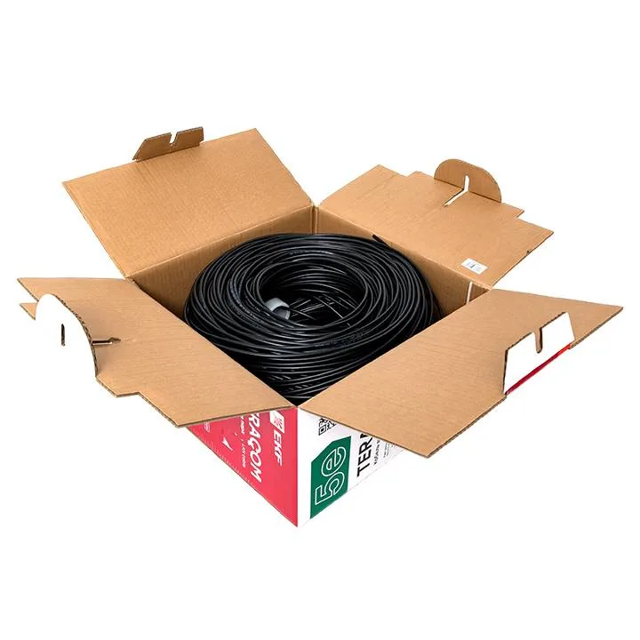 Кабель витая пара TERACOM Cat.5E F/UTP 4 пары solid внешний оболочка LDPE цвет черный (упак. 305м) Кабель витая пара TERACOM Cat.5E F/UTP 4 пары solid внешний оболочка LDPE цвет черный (упак. 305м)