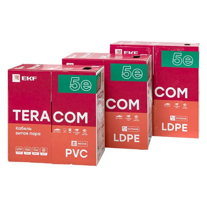Кабель витая пара TERACOM Cat.5E F/UTP 4 пары solid внешний оболочка LDPE цвет черный (упак. 305м) Кабель витая пара TERACOM Cat.5E F/UTP 4 пары solid внешний оболочка LDPE цвет черный (упак. 305м)