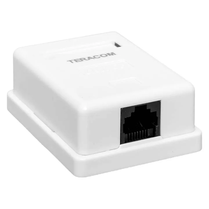 Розетка настенная TERACOM Cat.5E неэкранированная 1 порт RJ-45 Dual IDC белая Розетка настенная TERACOM Cat.5E неэкранированная 1 порт RJ-45 Dual IDC белая