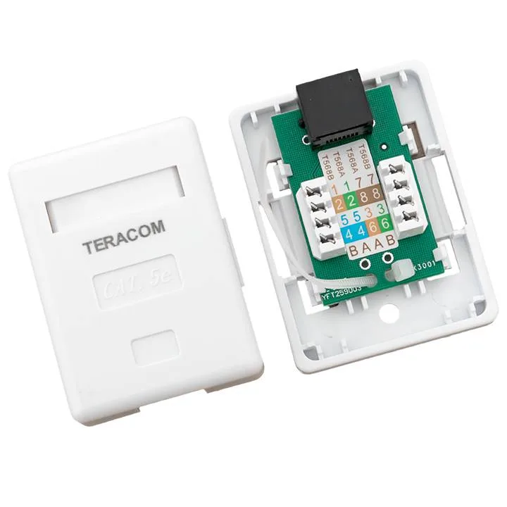 Розетка настенная TERACOM Cat.5E неэкранированная 1 порт RJ-45 Dual IDC белая Розетка настенная TERACOM Cat.5E неэкранированная 1 порт RJ-45 Dual IDC белая