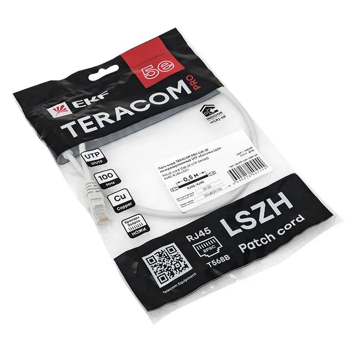 Патч-корд TERACOM PRO Cat.5E неэкранированный UTP оболочка LSZH серый (0,5м) Патч-корд TERACOM PRO Cat.5E неэкранированный UTP оболочка LSZH серый (0,5м)