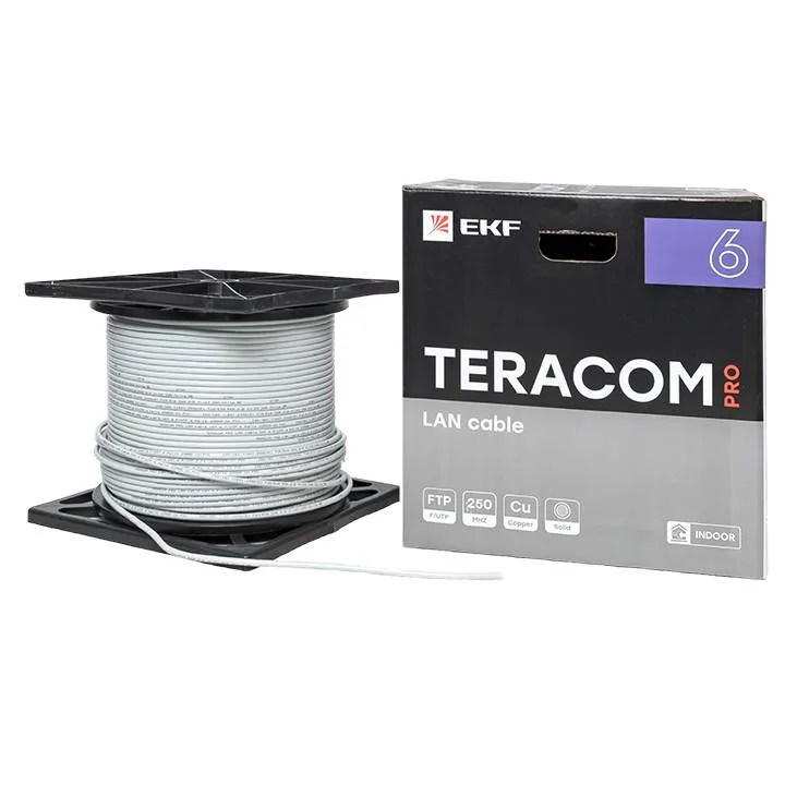 Кабель витая пара TERACOM PRO CAT.6 F/UTP 4 пары solid 23AWG оболочка PVC цвет серый (упак. 305м) Кабель витая пара TERACOM PRO CAT.6 F/UTP 4 пары solid 23AWG оболочка PVC цвет серый (упак. 305м)