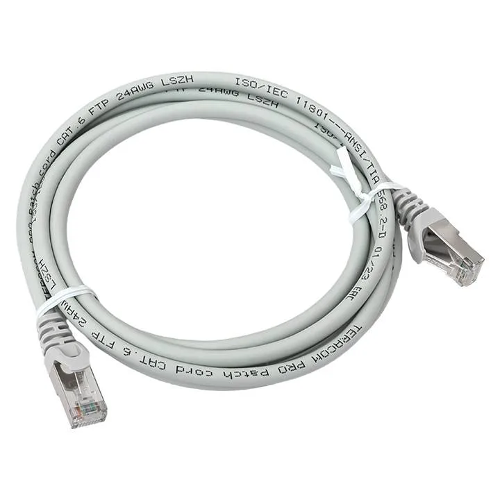 Патч-корд TERACOM PRO Cat.6 экранированный FTP оболочка LSZH серый (2,0м) Патч-корд TERACOM PRO Cat.6 экранированный FTP оболочка LSZH серый (2,0м)