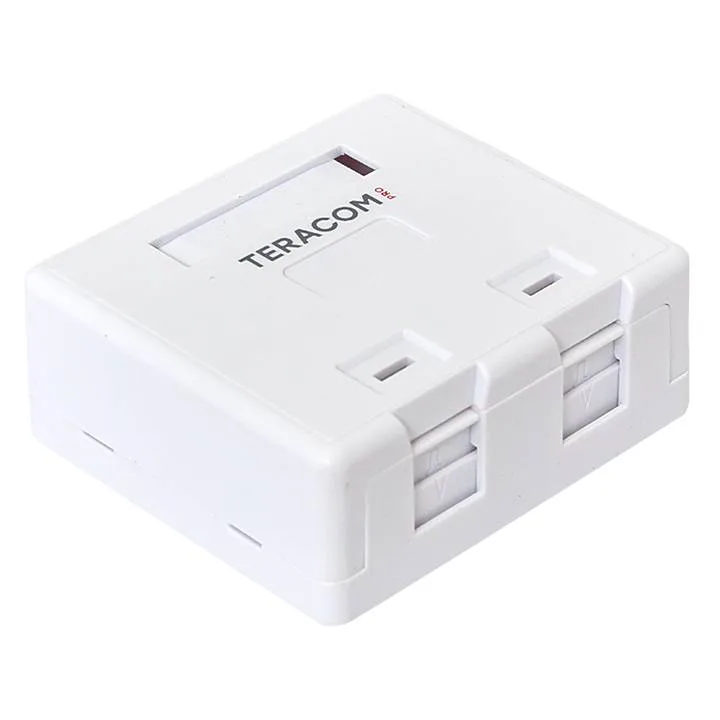 Корпус настенной розетки TERACOM PRO на 2 модуля Keystone со шторками и маркерами белый Корпус настенной розетки TERACOM PRO на 2 модуля Keystone со шторками и маркерами белый
