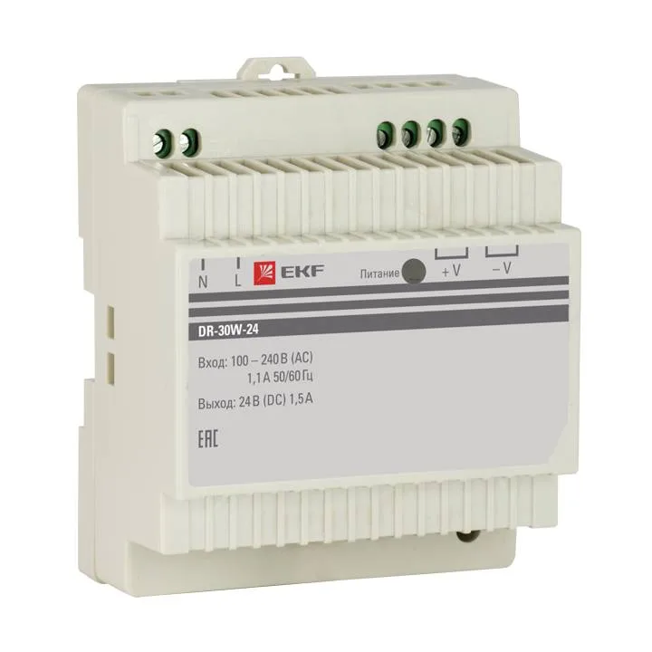 Блок питания 24В DR-30W-24 EKF PROxima Блок питания 24В DR-30W-24 EKF PROxima