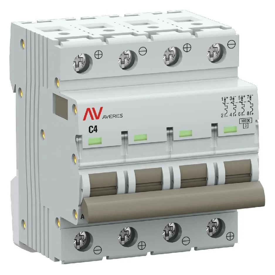 Выключатель автоматический AV-10 DC 4P 4A (C) 10kA EKF AVERES Выключатель автоматический AV-10 DC 4P 4A (C) 10kA EKF AVERES