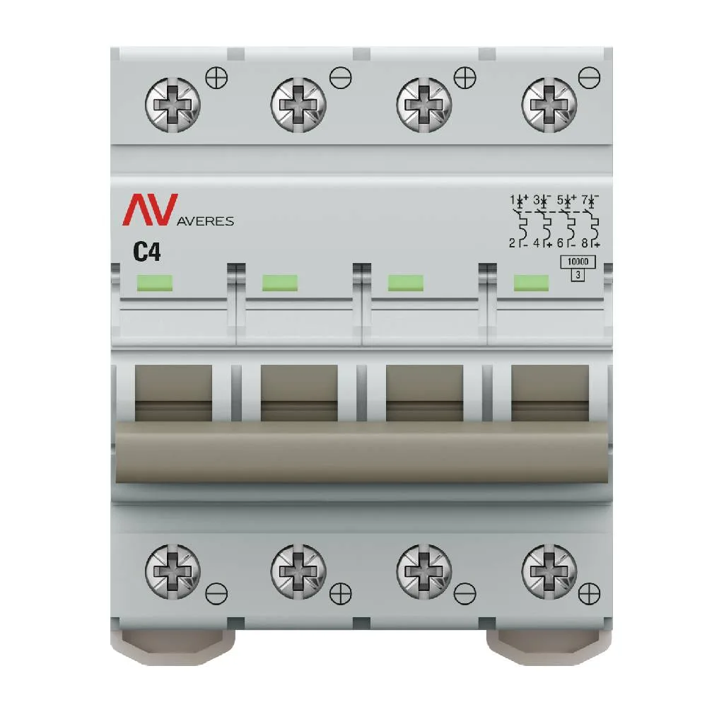 Выключатель автоматический AV-10 DC 4P 4A (C) 10kA EKF AVERES Выключатель автоматический AV-10 DC 4P 4A (C) 10kA EKF AVERES