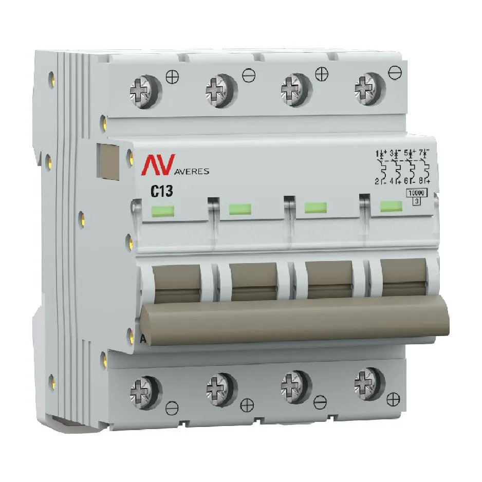 Выключатель автоматический AV-10 DC 4P 13A (C) 10kA EKF AVERES Выключатель автоматический AV-10 DC 4P 13A (C) 10kA EKF AVERES