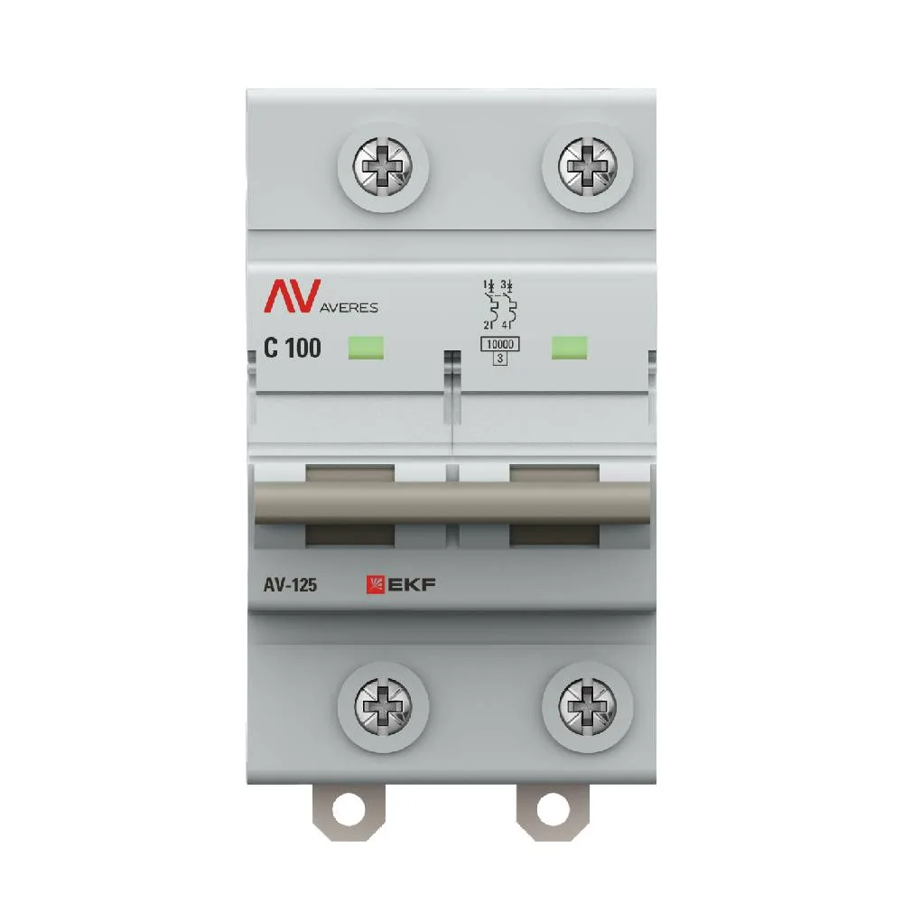 Выключатель автоматический AV-125 2P 100A (C) 10kA EKF AVERES Выключатель автоматический AV-125 2P 100A (C) 10kA EKF AVERES