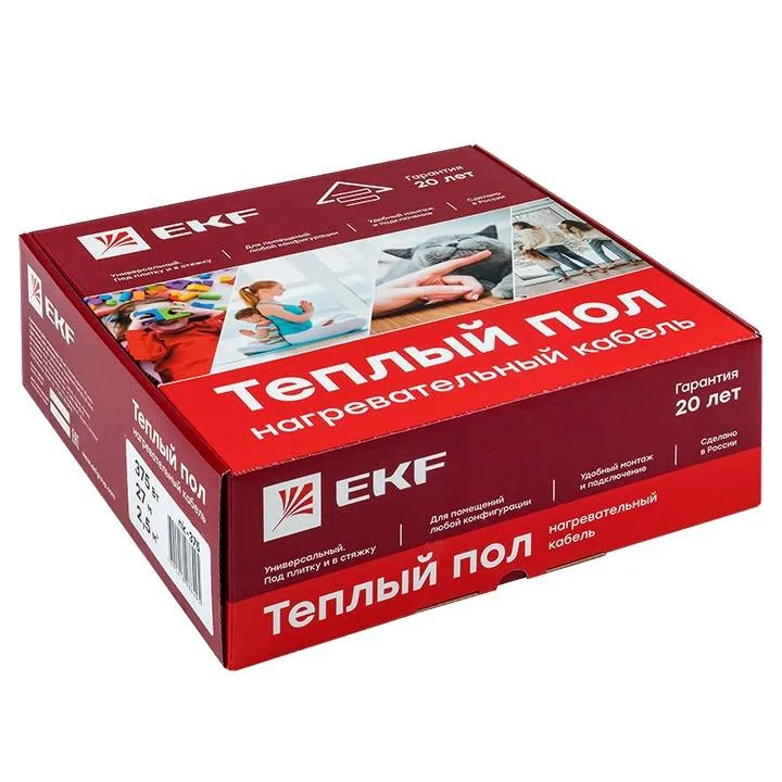 Теплый пол (нагревательный кабель) 2250Вт 152 м 15 м2 EKF Теплый пол (нагревательный кабель) 2250Вт 152 м 15 м2 EKF