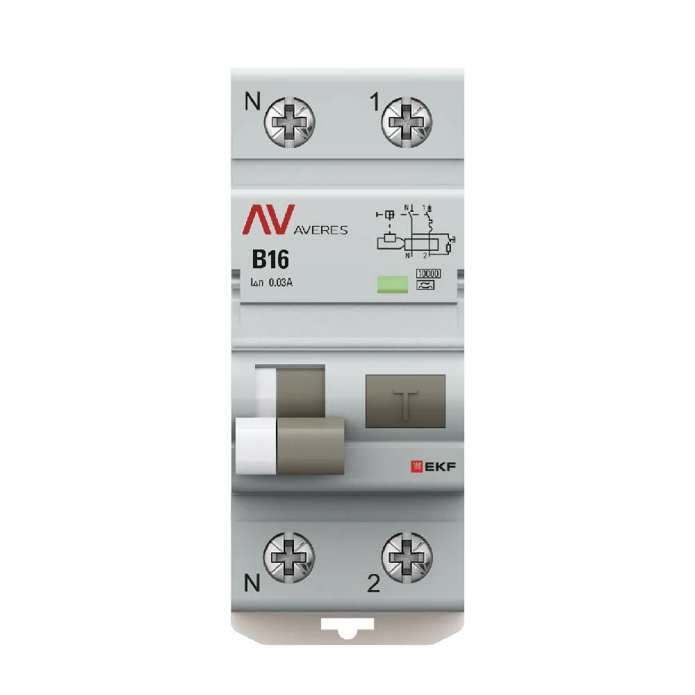 Дифференциальный автомат DVA-10 1P+N 16А (B) 30мА (A) 10кА EKF AVERES Дифференциальный автомат DVA-10 1P+N 16А (B) 30мА (A) 10кА EKF AVERES