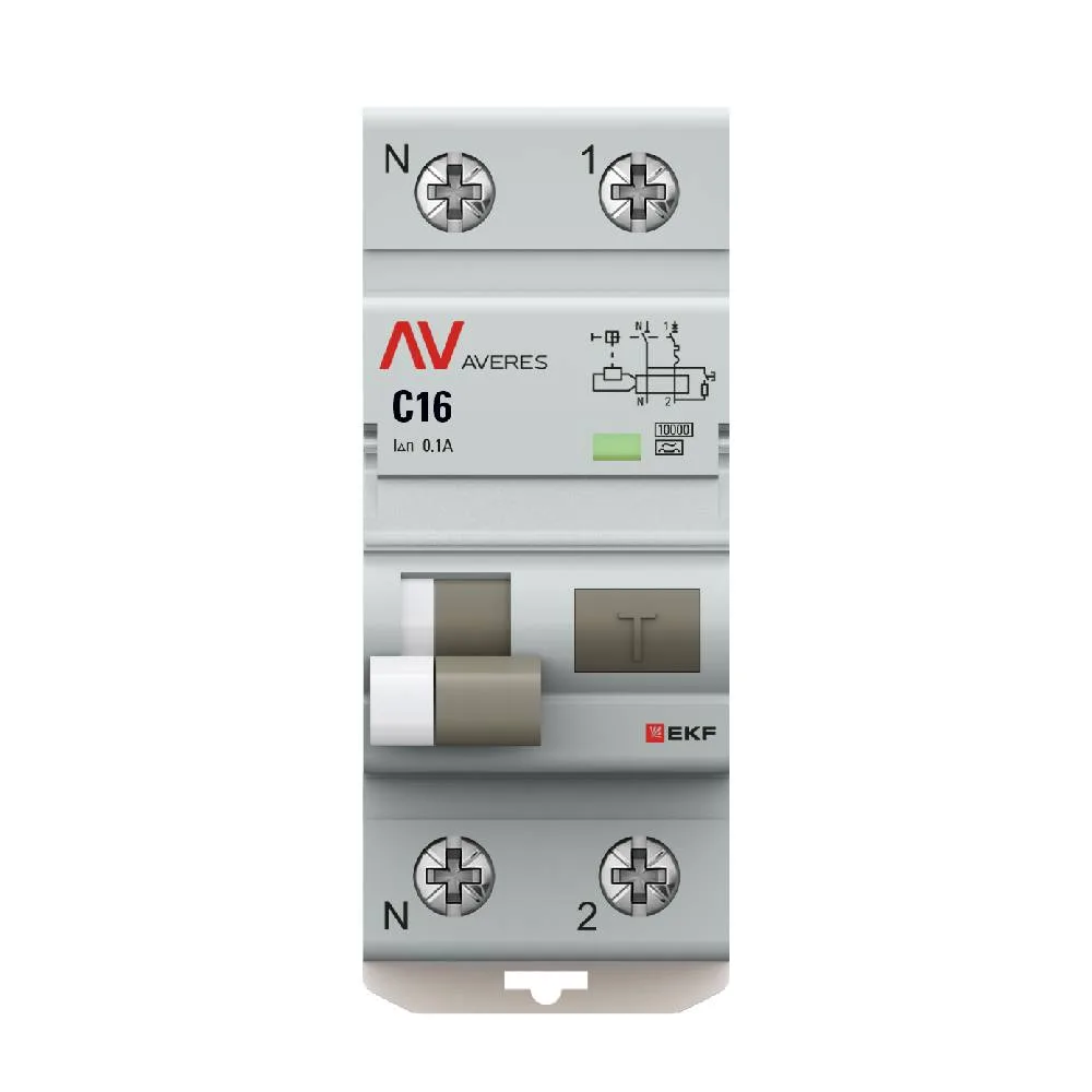 Дифференциальный автомат DVA-10 1P+N 16А (C) 100мА (A) 10кА EKF AVERES Дифференциальный автомат DVA-10 1P+N 16А (C) 100мА (A) 10кА EKF AVERES