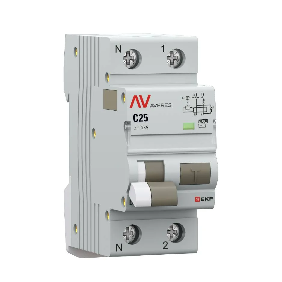 Дифференциальный автомат DVA-10 1P+N 25А (C) 300мА (AC) 10кА EKF AVERES Дифференциальный автомат DVA-10 1P+N 25А (C) 300мА (AC) 10кА EKF AVERES
