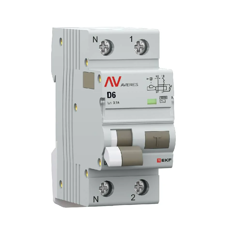 Дифференциальный автомат DVA-10 1P+N 6А (D) 100мА (AC) 10кА EKF AVERES Дифференциальный автомат DVA-10 1P+N 6А (D) 100мА (AC) 10кА EKF AVERES