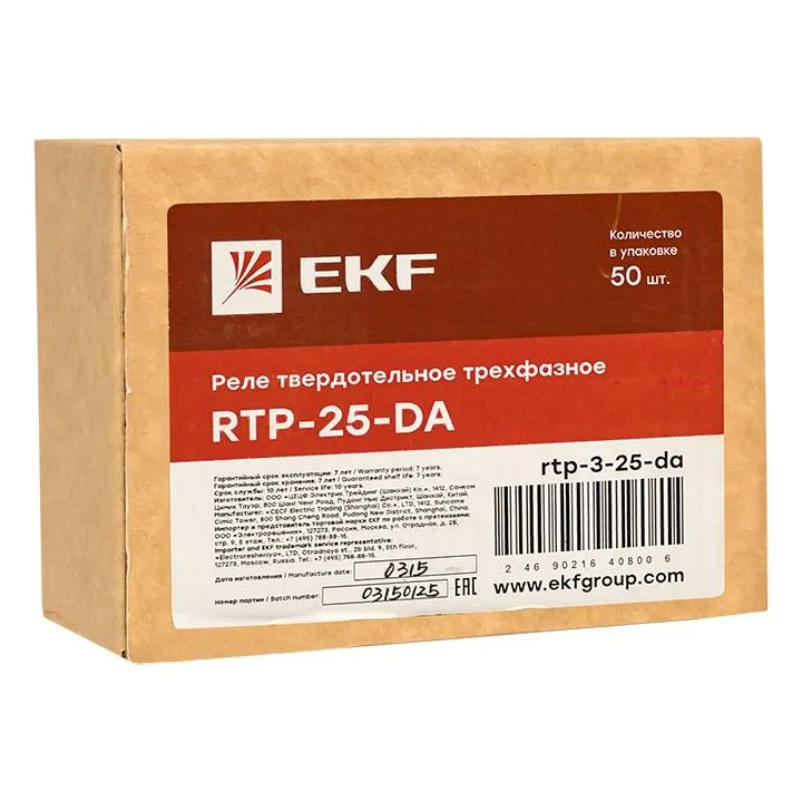 Реле твердотельное трехфазное RTP-25-DA EKF PROxima Реле твердотельное трехфазное RTP-25-DA EKF PROxima