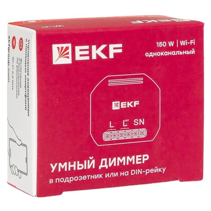 Умный диммер в подрозетник 1-канальный Wi-Fi EKF Connect Умный диммер в подрозетник 1-канальный Wi-Fi EKF Connect