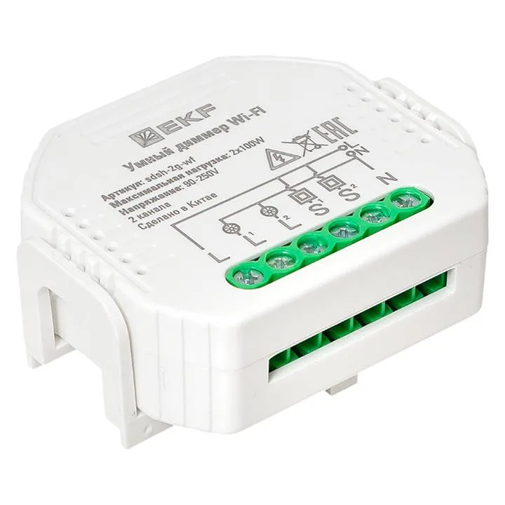 Умный диммер в подрозетник 2-канальный Wi-Fi EKF Connect Умный диммер в подрозетник 2-канальный Wi-Fi EKF Connect