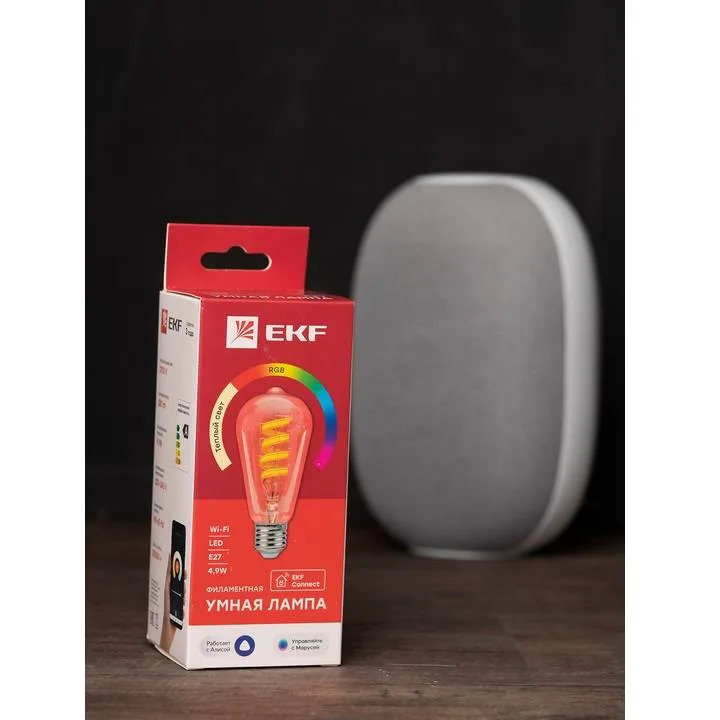 Умная филаментная лампа EKF Connect E27 ST64 RGB Умная филаментная лампа EKF Connect E27 ST64 RGB