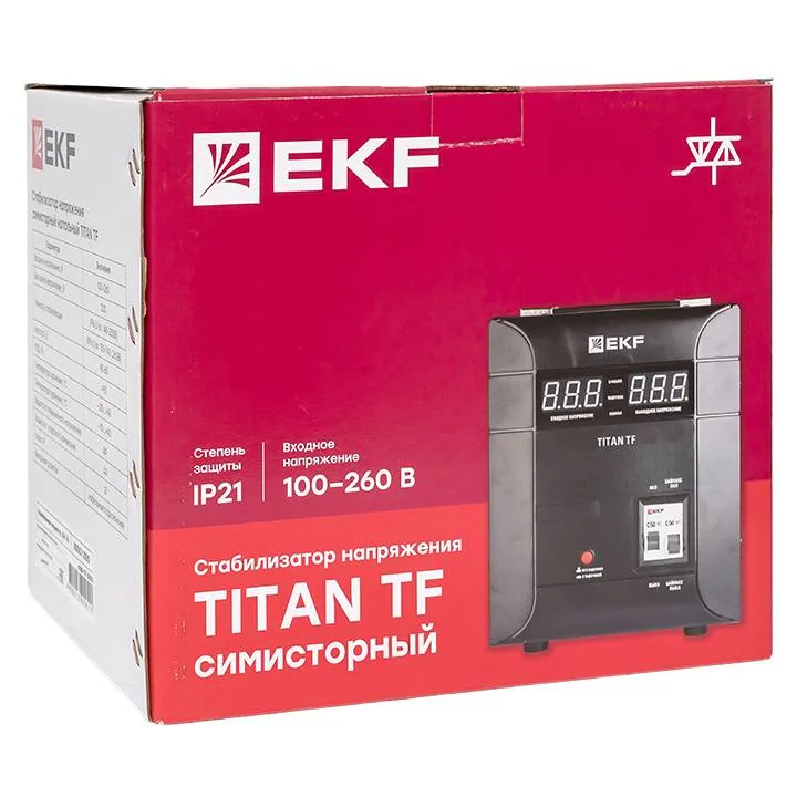 Стабилизатор напряжения электронный напольного исполнения TITAN -ТF-3000 EKF Стабилизатор напряжения электронный напольного исполнения TITAN -ТF-3000 EKF