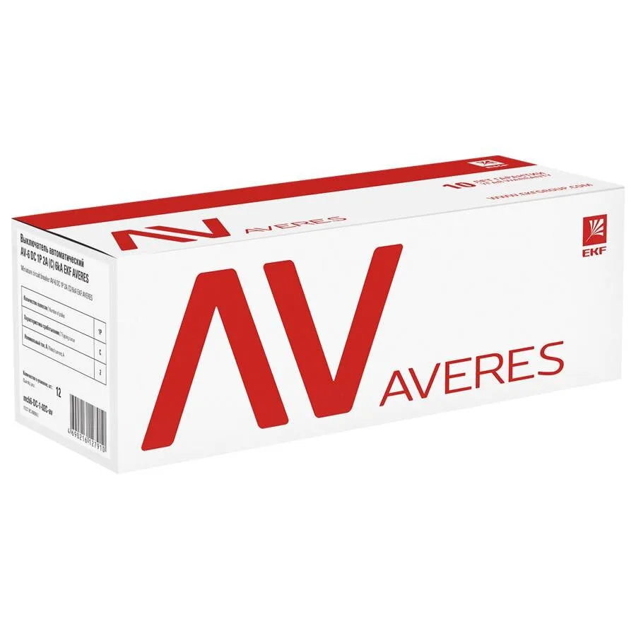 Выключатель автоматический AV-6 DC 4P 6A (C) 6kA EKF AVERES mcb6-DC-4-06C-av Выключатель автоматический AV-6 DC 4P 6A (C) 6kA EKF AVERES mcb6-DC-4-06C-av