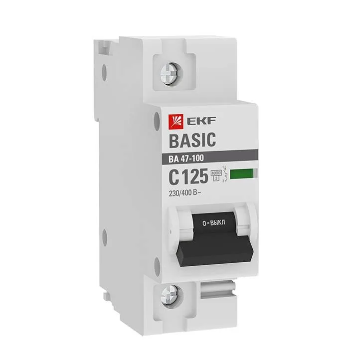 Автоматический выключатель 1P 125А (C) 10kA ВА 47-100 EKF Basic mcb47100-1-125C-bas Автоматический выключатель 1P 125А (C) 10kA ВА 47-100 EKF Basic mcb47100-1-125C-bas