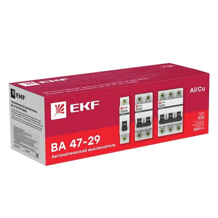 Автоматический выключатель 1P 16А (C) 4,5кА ВА 47-29 EKF Basic mcb4729-1-16C Автоматический выключатель 1P 16А (C) 4,5кА ВА 47-29 EKF Basic mcb4729-1-16C