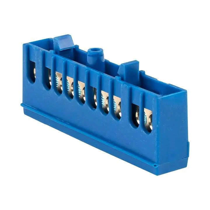 Шина 0 N (6х9мм) 10 отверстий латунь синий изолированный корпус на DIN-рейку EKF PROxima