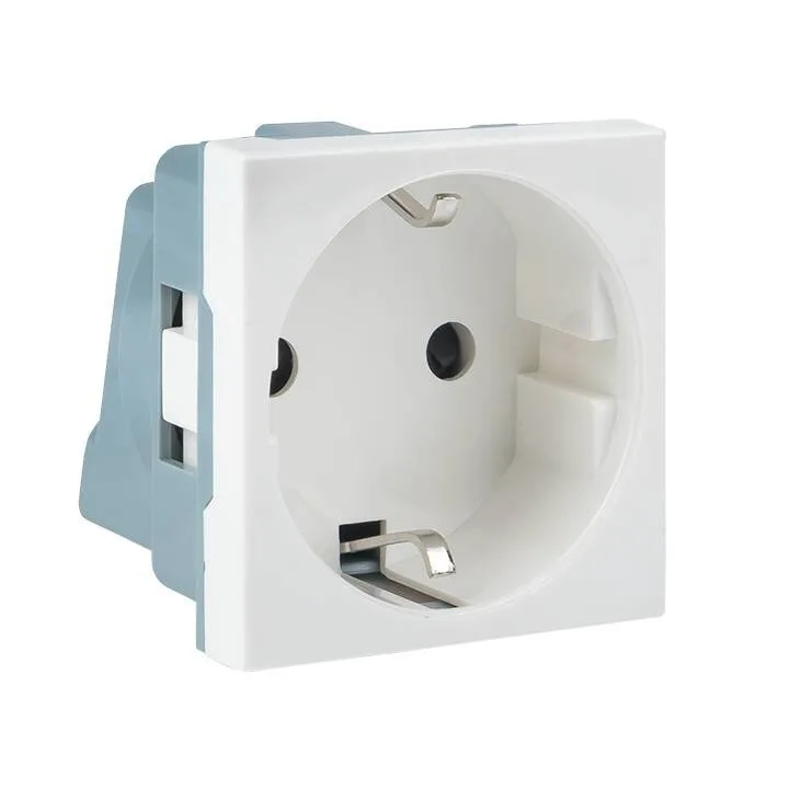 Розетка 45х45 с заземлением, 90 градусов, белая EKF