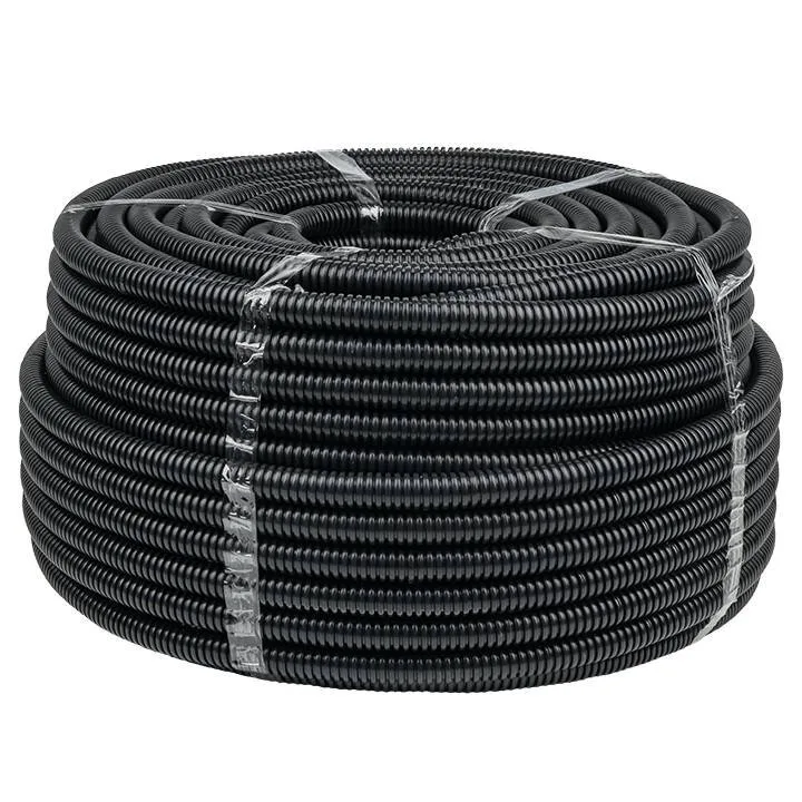 Труба гофр. негорючая безгалогеновая FRHF с протяжкой d50 мм (20 м) черная EKF-Plast