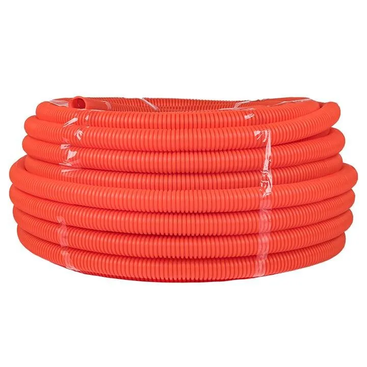 Труба гофр. ПНД с протяжкой d32 мм (50 м) оранжевая EKF-Plast