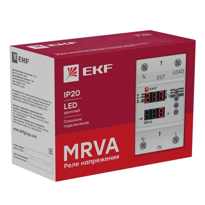 Реле напряжения и тока с дисплеем MRVA 25A EKF PROxima Реле напряжения и тока с дисплеем MRVA 25A EKF PROxima