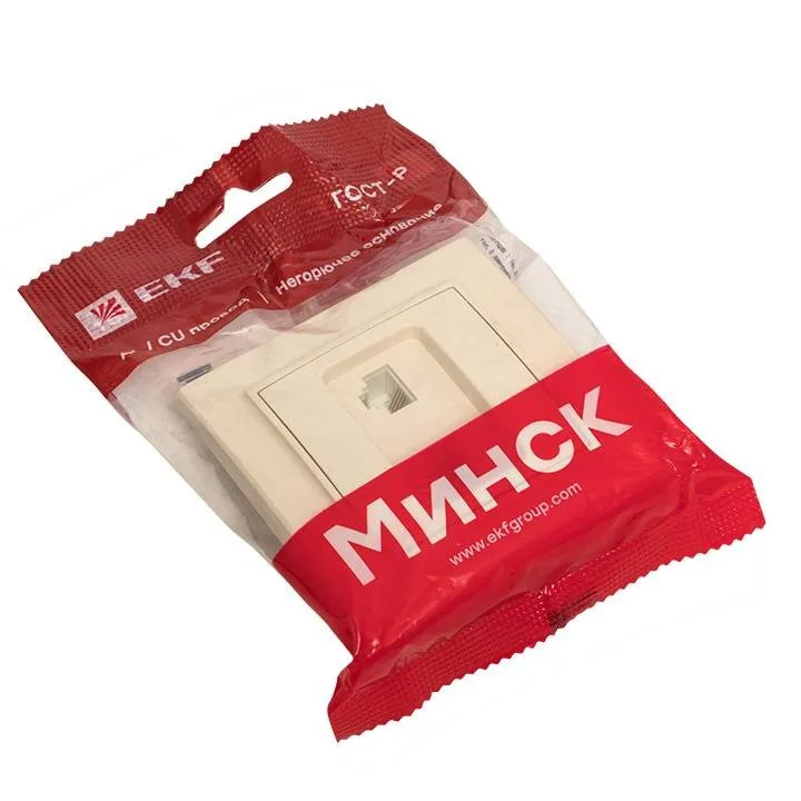 Розетка RJ-45+Phone СП бежевый Минск EKF Розетка RJ-45+Phone СП бежевый Минск EKF