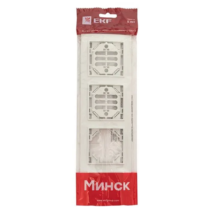 Минск Рамка 4-местная горизонтальная белая EKF Basic Минск Рамка 4-местная горизонтальная белая EKF Basic
