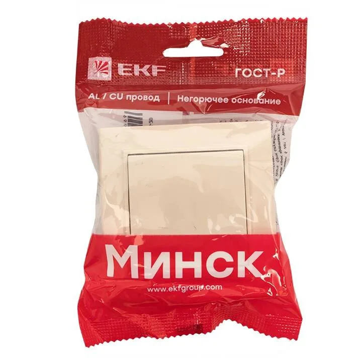 Минск Кнопка нажимная СП, 10А, бежевая EKF Минск Кнопка нажимная СП, 10А, бежевая EKF