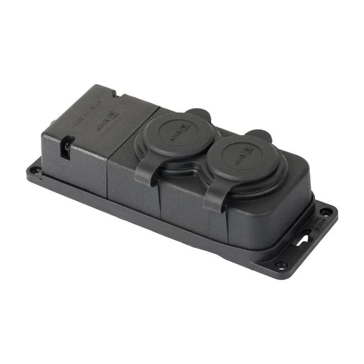 Роз. (колодка) двухмест. с защит. крышками каучуковая 230В 2P+PE 16A IP44 EKF PRO