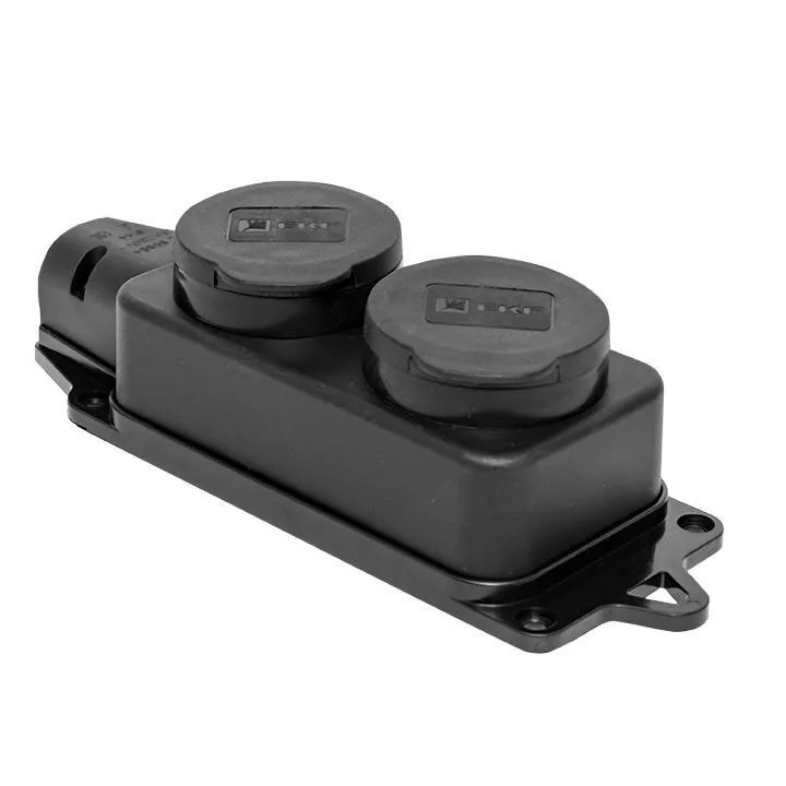 Роз. (колодка) двухмест. с защит. крышками каучуковая 230В 2P+PE 16A IP44 EKF Марс