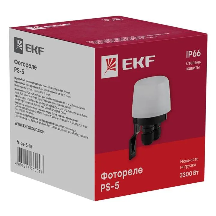 Фотореле PS-5 15А 3300Вт IP66 EKF PROxima Фотореле PS-5 15А 3300Вт IP66 EKF PROxima